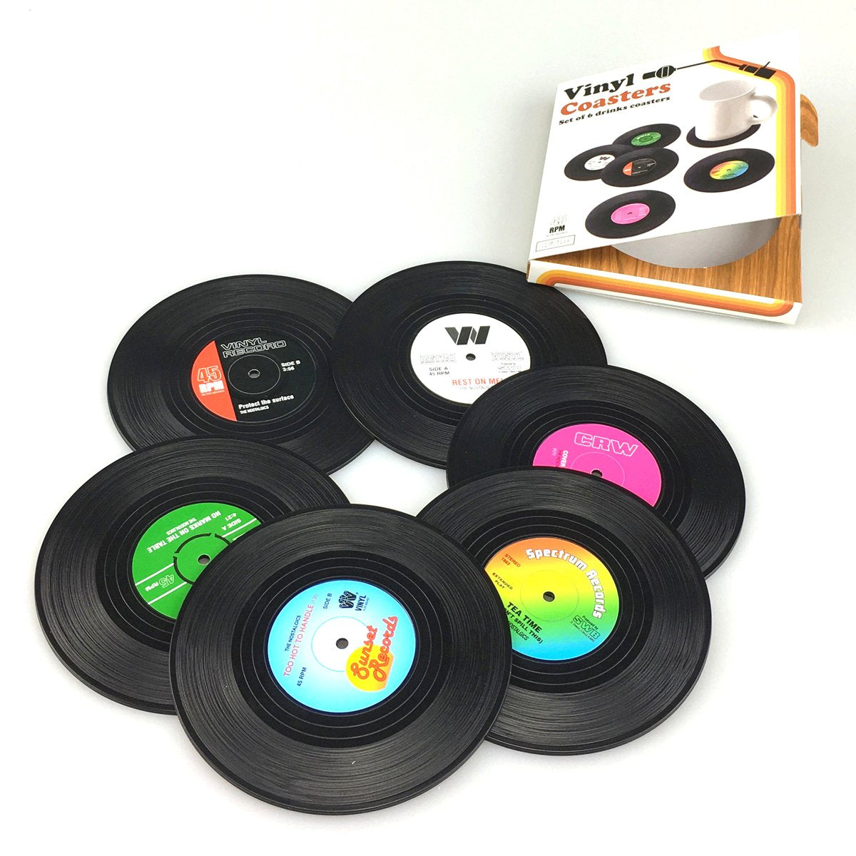 6x Creative Vinyl Record Cup Coasters Glass Drink Tableware Home D谷cor, C