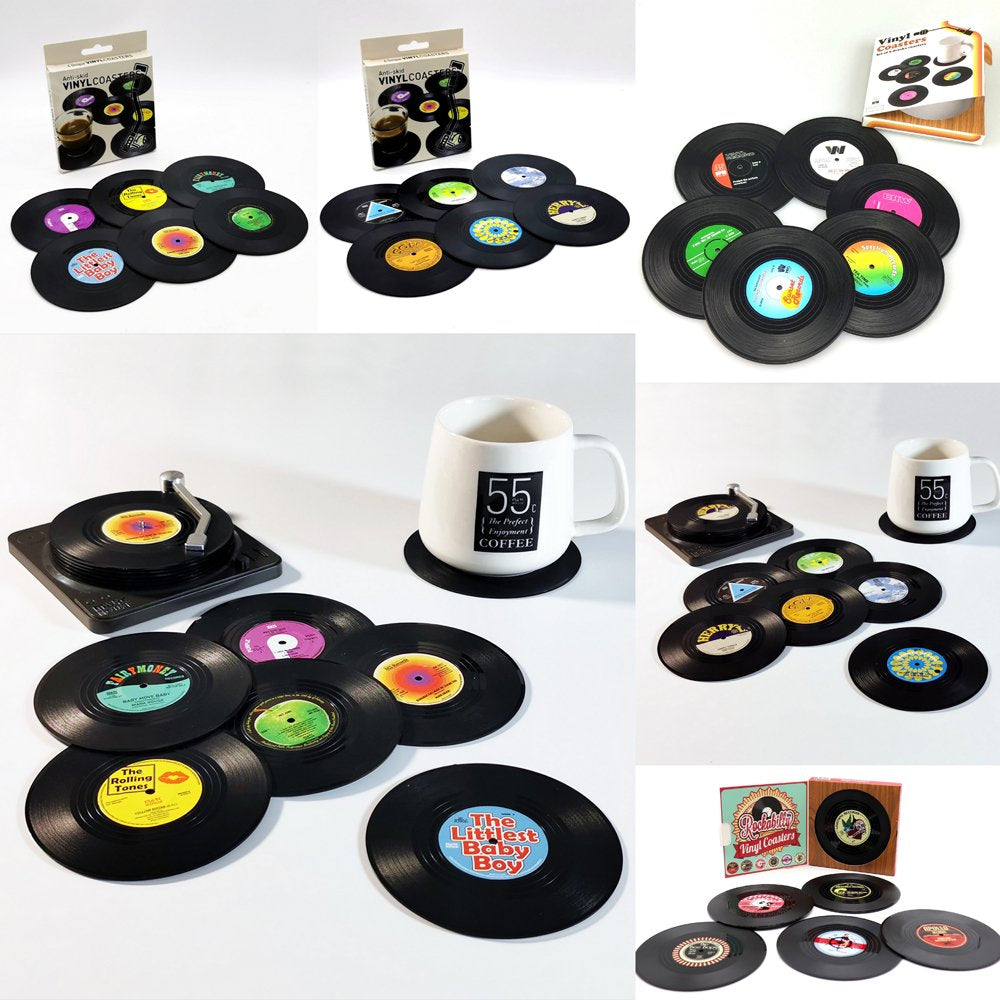 6x Creative Vinyl Record Cup Coasters Glass Drink Tableware Home D谷cor
