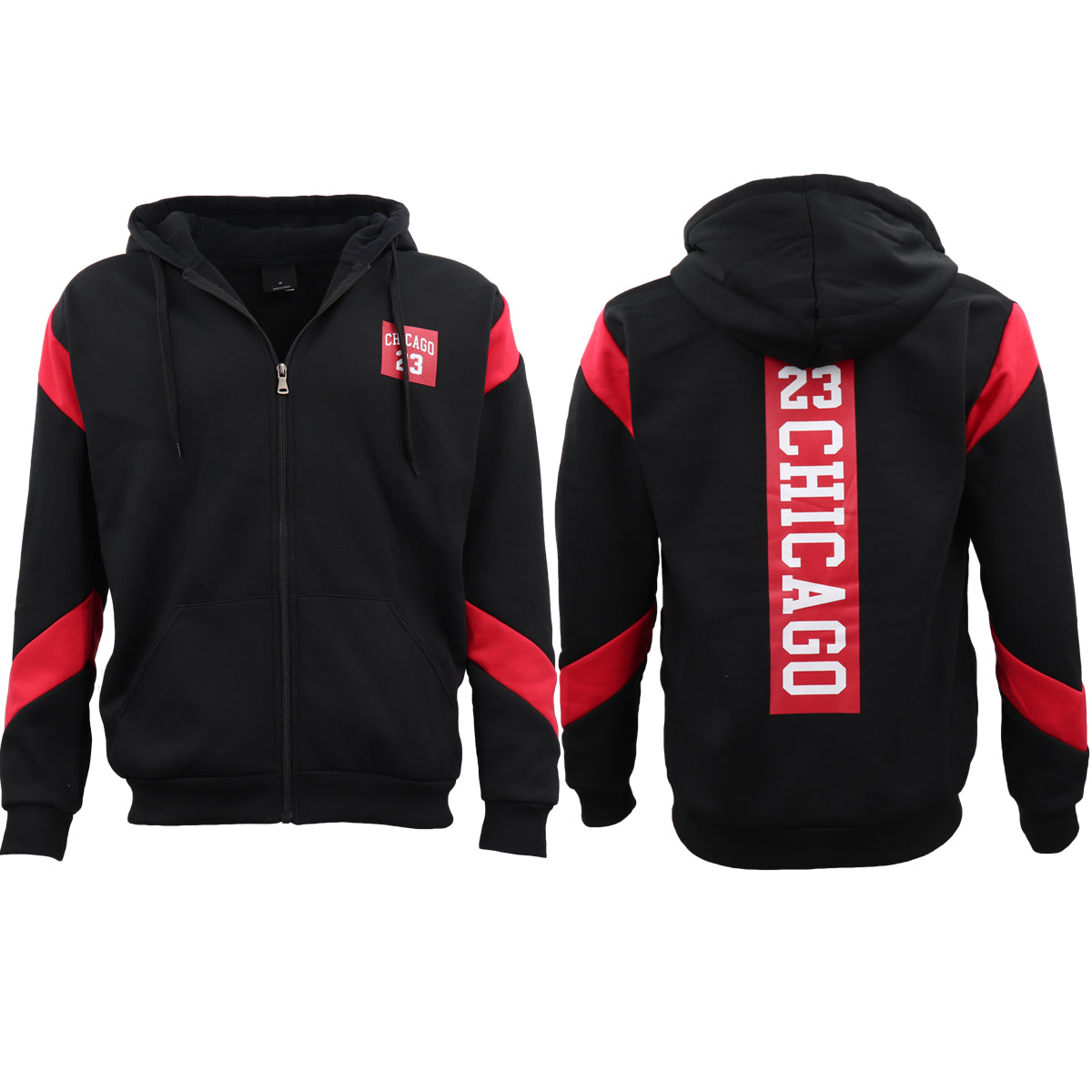 Men's Fleece Zip Up Hoodie Shirt Chicago Bulls 23 Michael Jordan Sweat Jacket