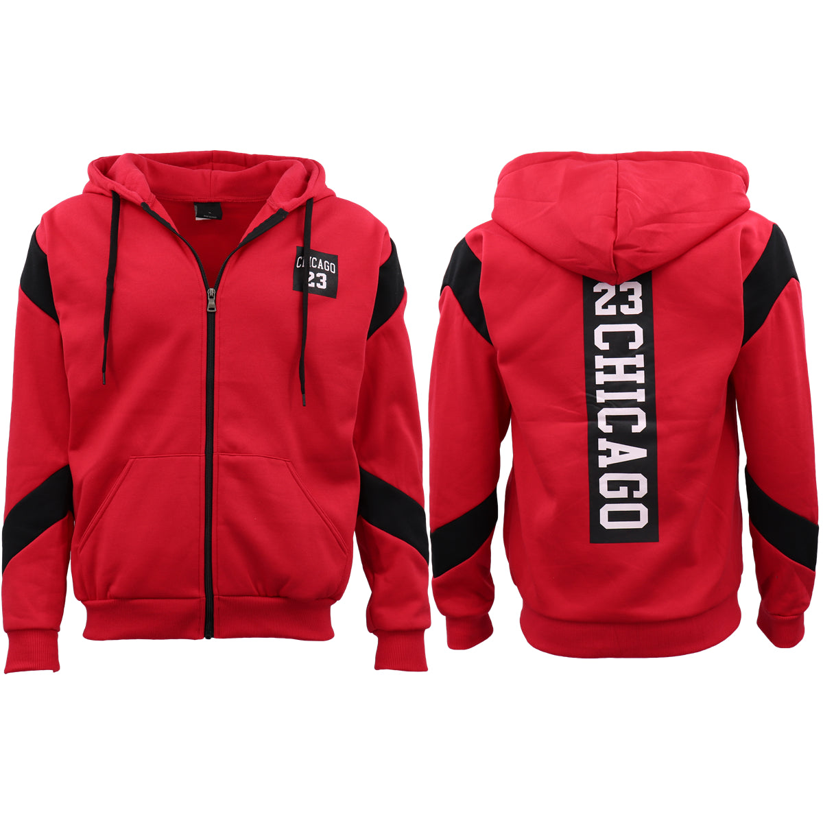 Men's Fleece Zip Up Hoodie Shirt Chicago Bulls 23 Michael Jordan Sweat Jacket