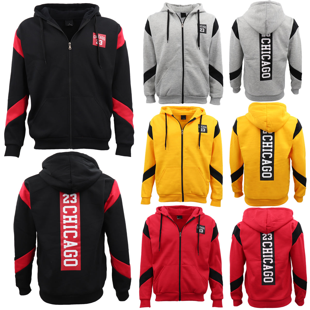 Men's Fleece Zip Up Hoodie Shirt Chicago Bulls 23 Michael Jordan Sweat Jacket