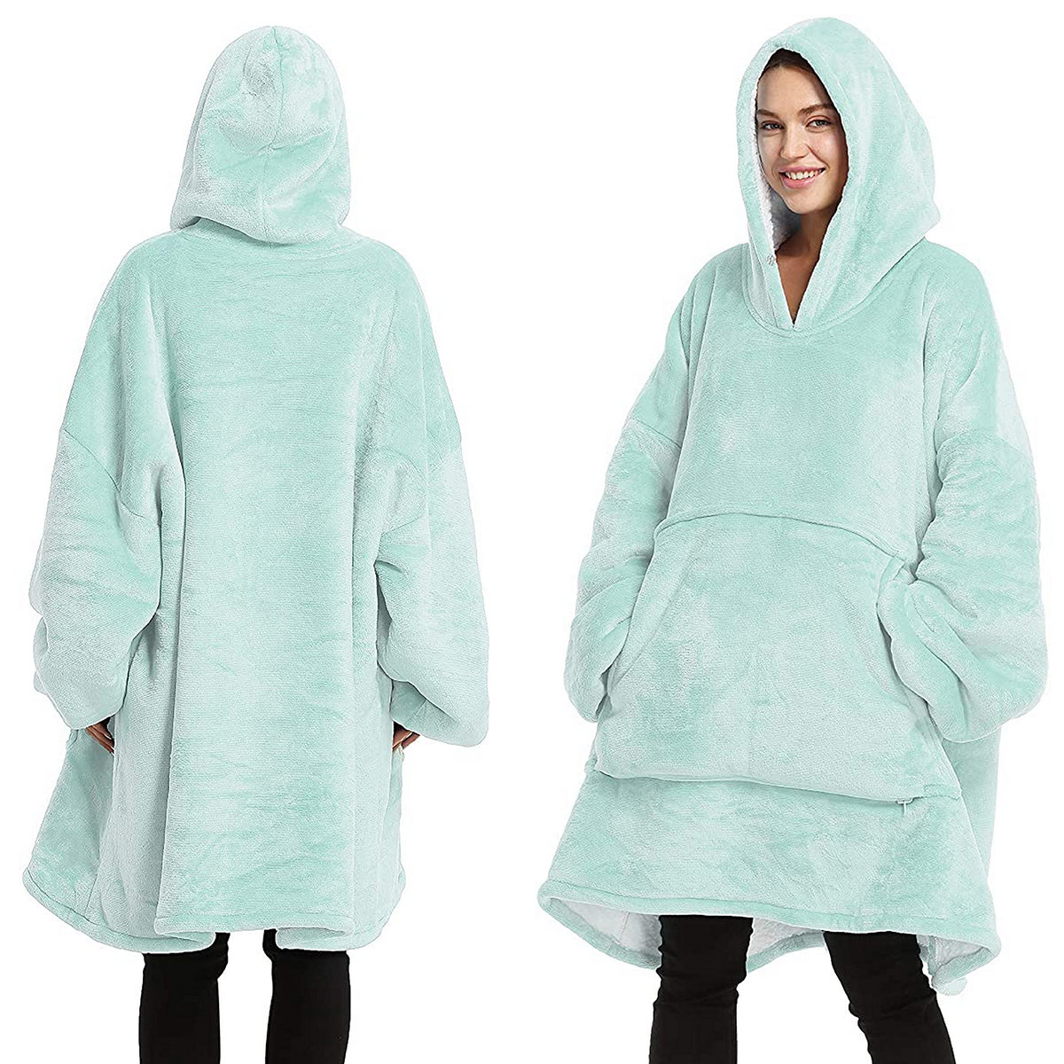 Oversized Soft Pullover Plain Hoodie Warm Fleece Blanket Plush Winter