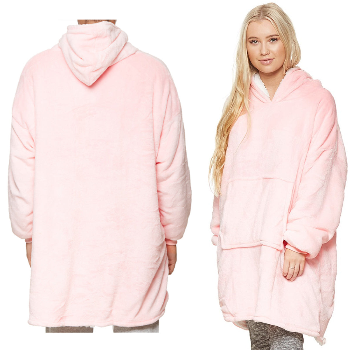 Oversized Soft Pullover Plain Hoodie Warm Fleece Blanket Plush Winter