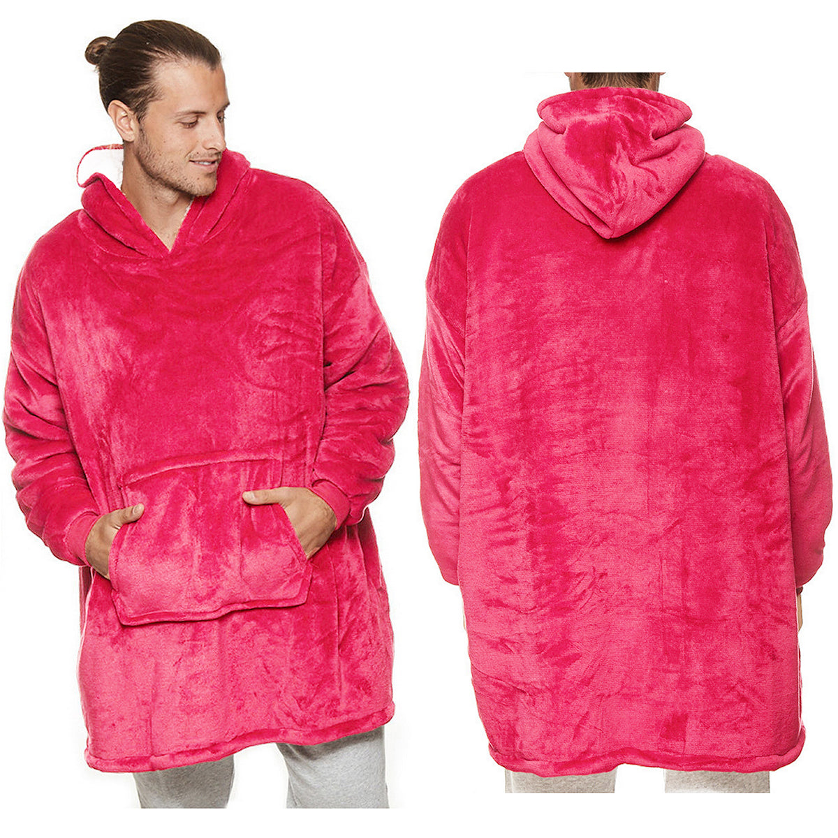 Oversized Soft Pullover Plain Hoodie Warm Fleece Blanket Plush Winter