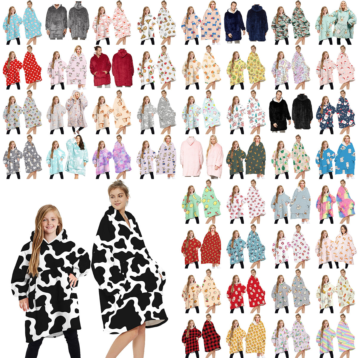 Oversized Soft Pullover Plain Hoodie Warm Fleece Blanket Plush Winter