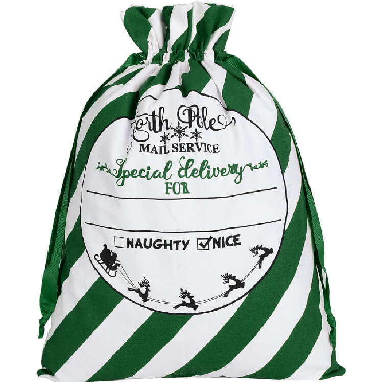 Large Christmas XMAS Hessian Santa Sack Stocking Bag - North Pole Mail Service