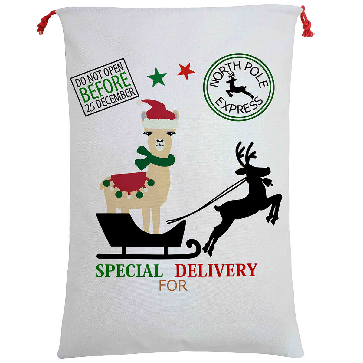 Large Christmas XMAS Hessian Santa Sack Stocking Bag Reindeer Children Gifts