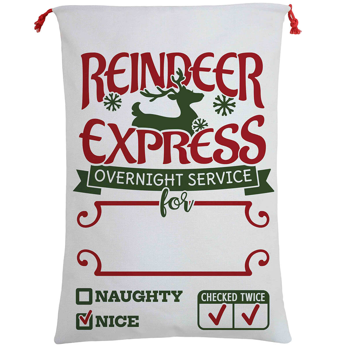 Large Christmas XMAS Hessian Santa Sack Stocking Bag - Reindeer Express (A)
