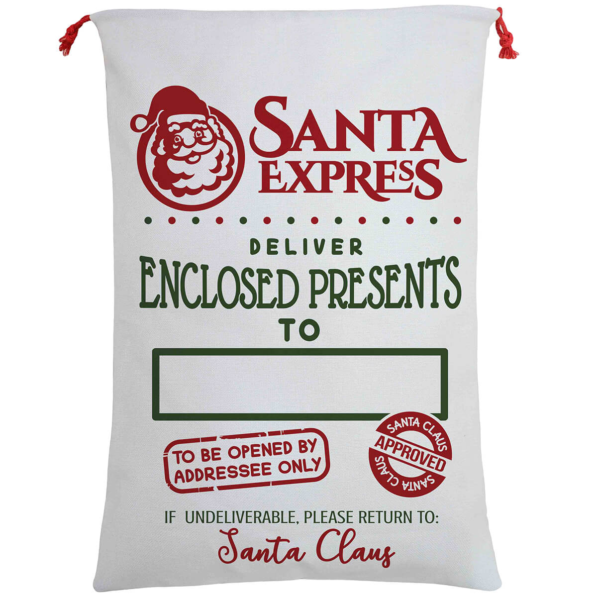Large Christmas XMAS Hessian Santa Sack Stocking Bag Reindeer - Santa Express