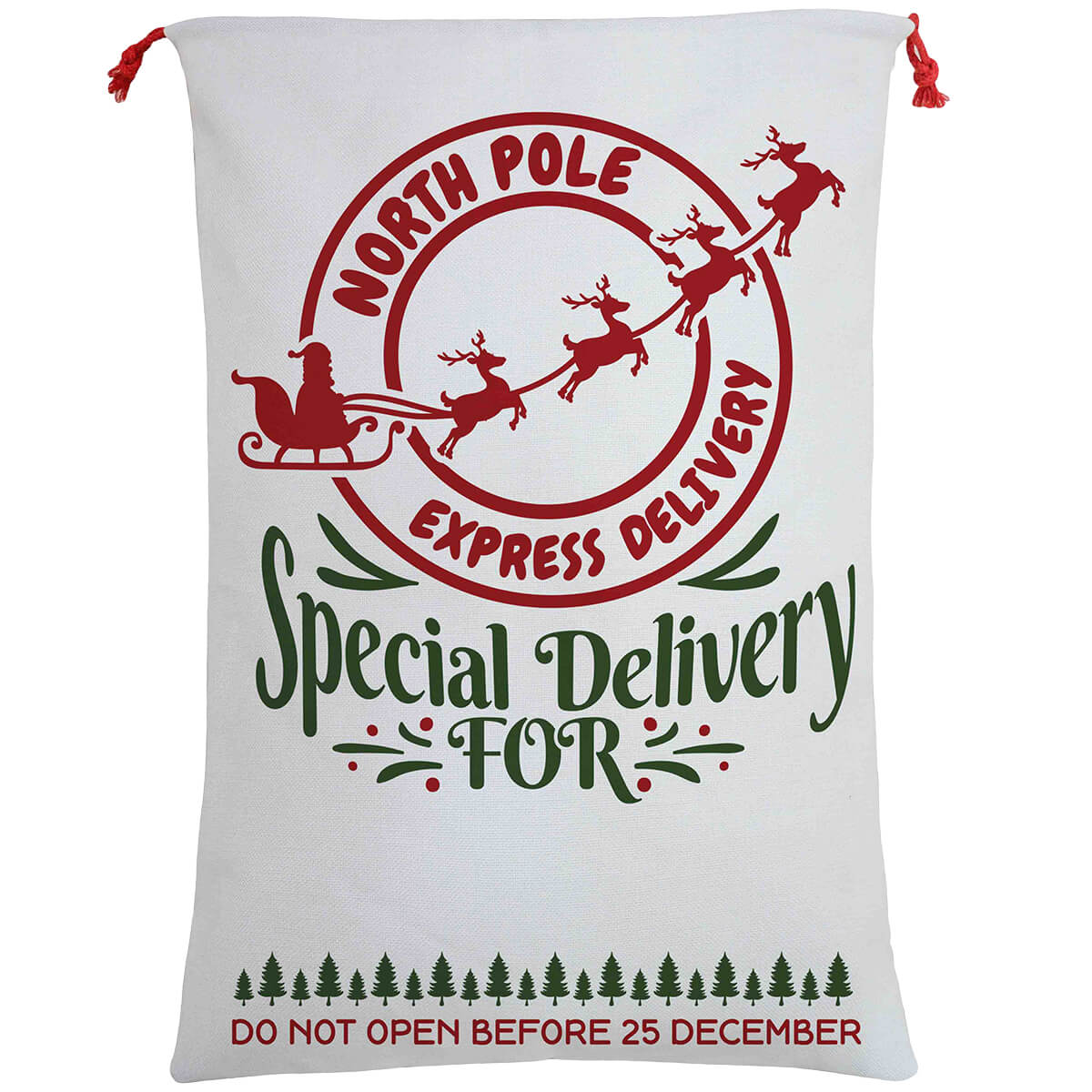 Large Christmas XMAS Hessian Santa Sack Stocking Bag - North Pole Express (D)