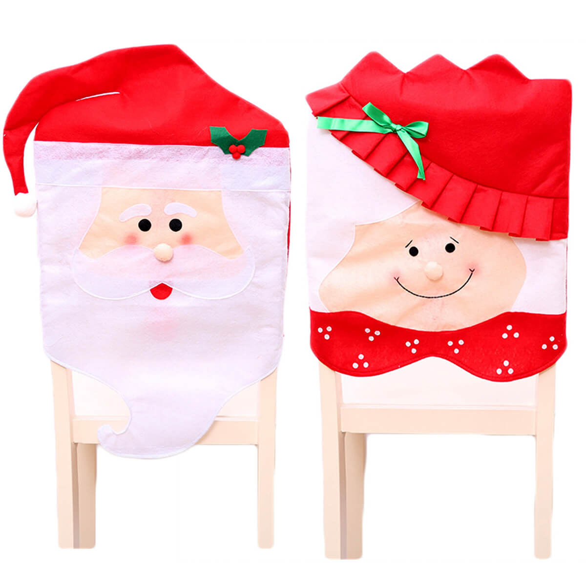 6x Christmas Cute Lady Santa Hat Chair Covers Dinner Home D谷cor Ornaments