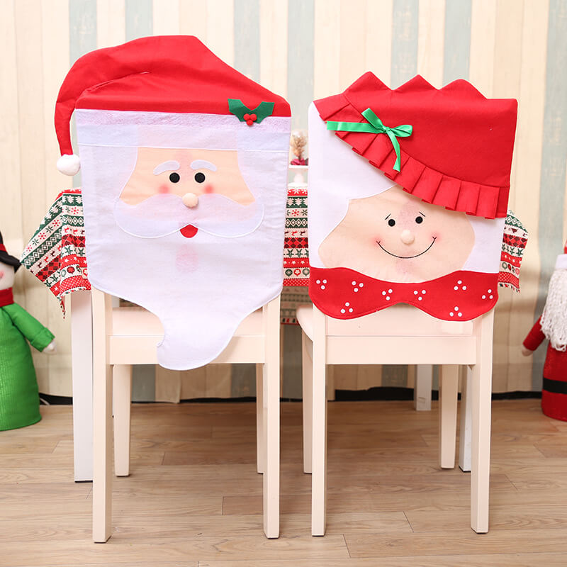 6x Christmas Cute Lady Santa Hat Chair Covers Dinner Home D谷cor Ornaments