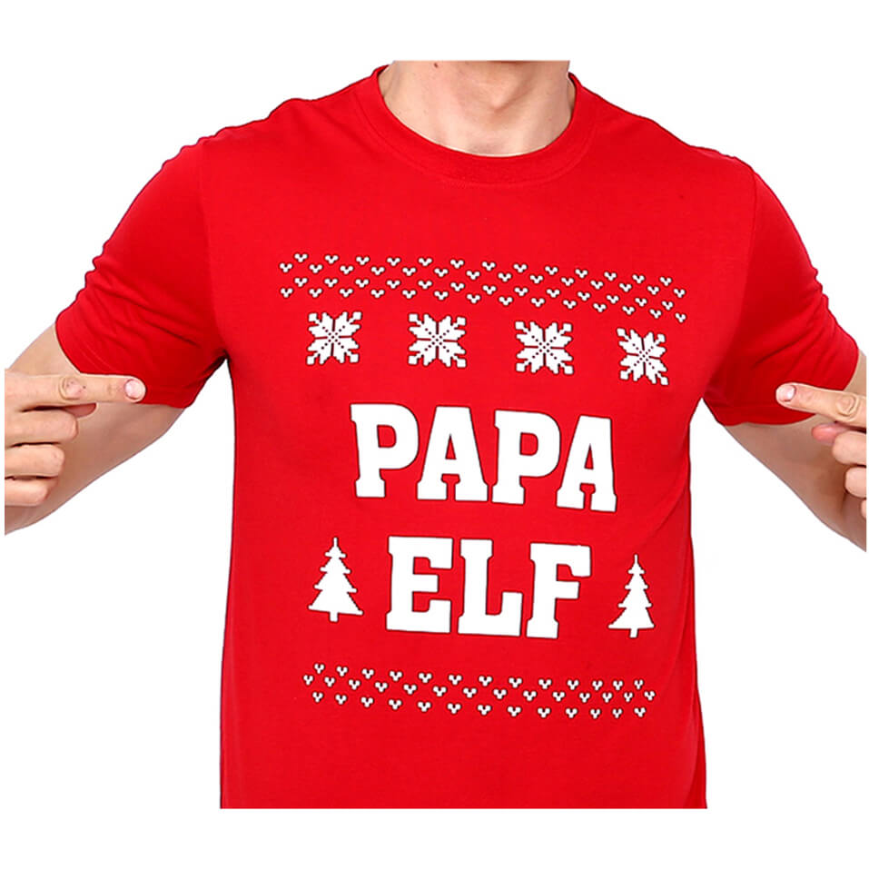 Funny Adult Christmas T - Shirt Mens Womens 100% Cotton Jolly Ugly, Papa Elf, M