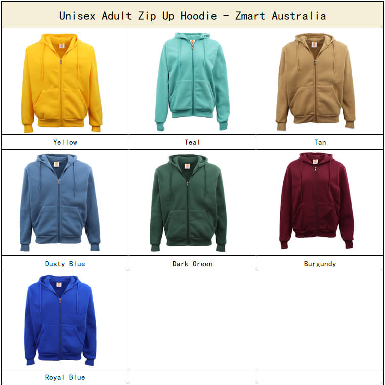 Unisex Zip Plain Fleece Hoodie Hooded Jacket Mens Sweatshirt Jumper XS - 8XL