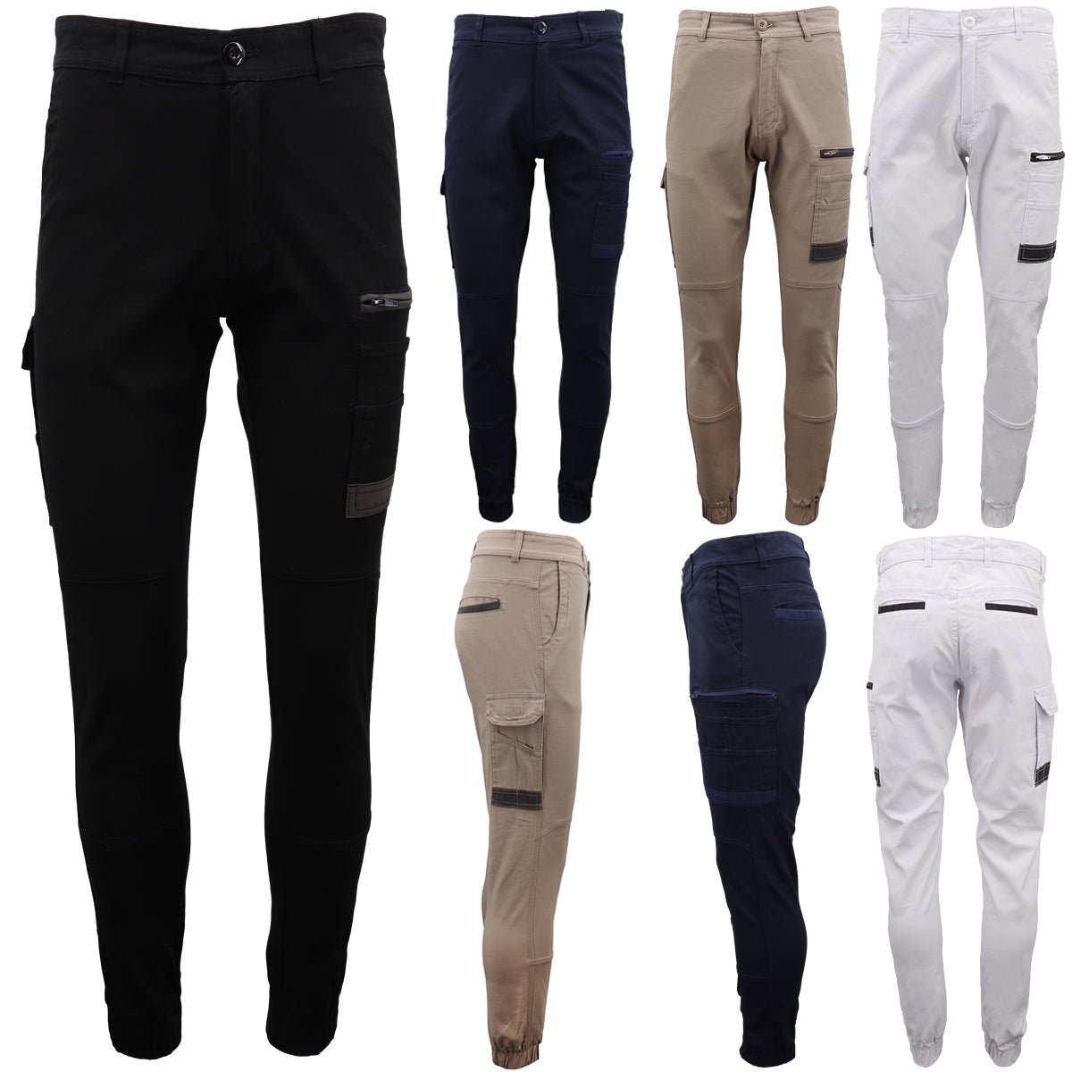 Men's Cargo Cotton Drill Work Pants UPF 50+ 13 Pockets Tradies Workwear