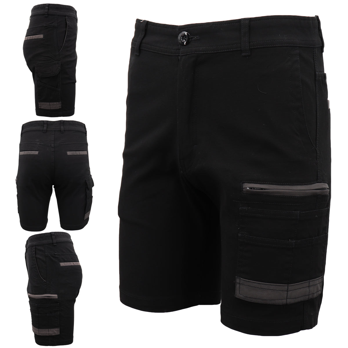Mens Cargo Cotton Drill Work Shorts UPF 50+ 13 Pockets Tradies Workwear