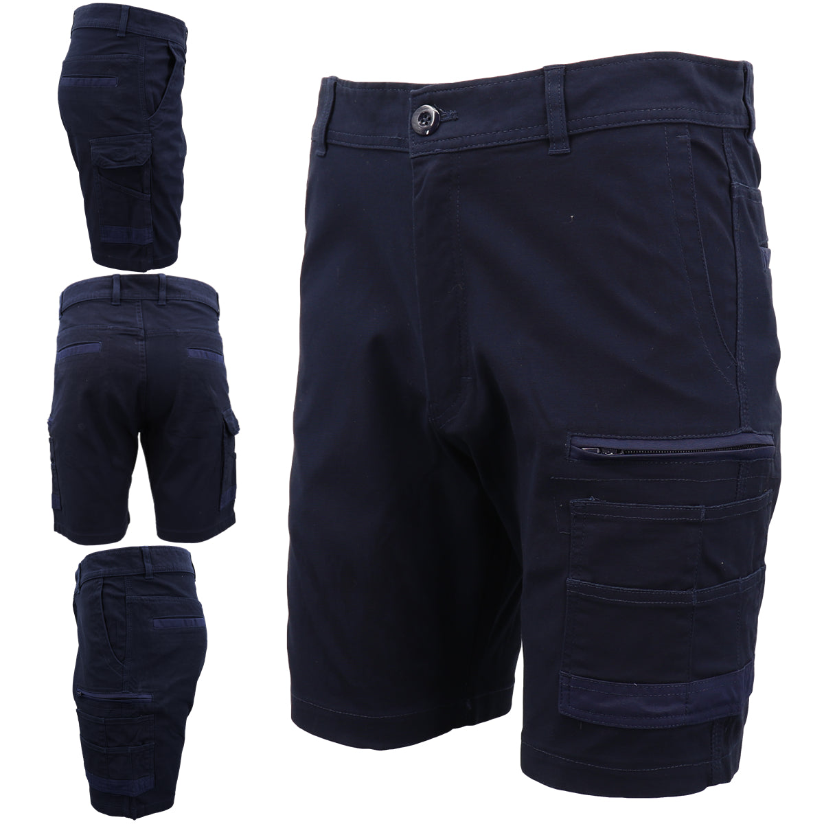 Mens Cargo Cotton Drill Work Shorts UPF 50+ 13 Pockets Tradies Workwear