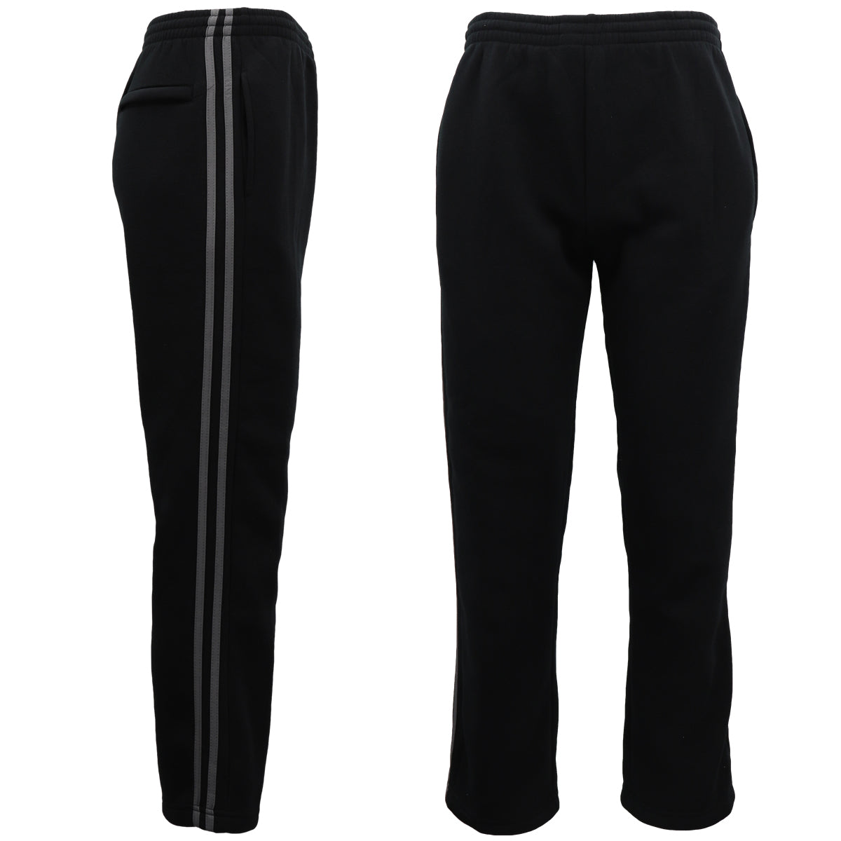 Men's Fleece Casual Sports Track Pants w Zip Pocket Striped Sweat Trousers S