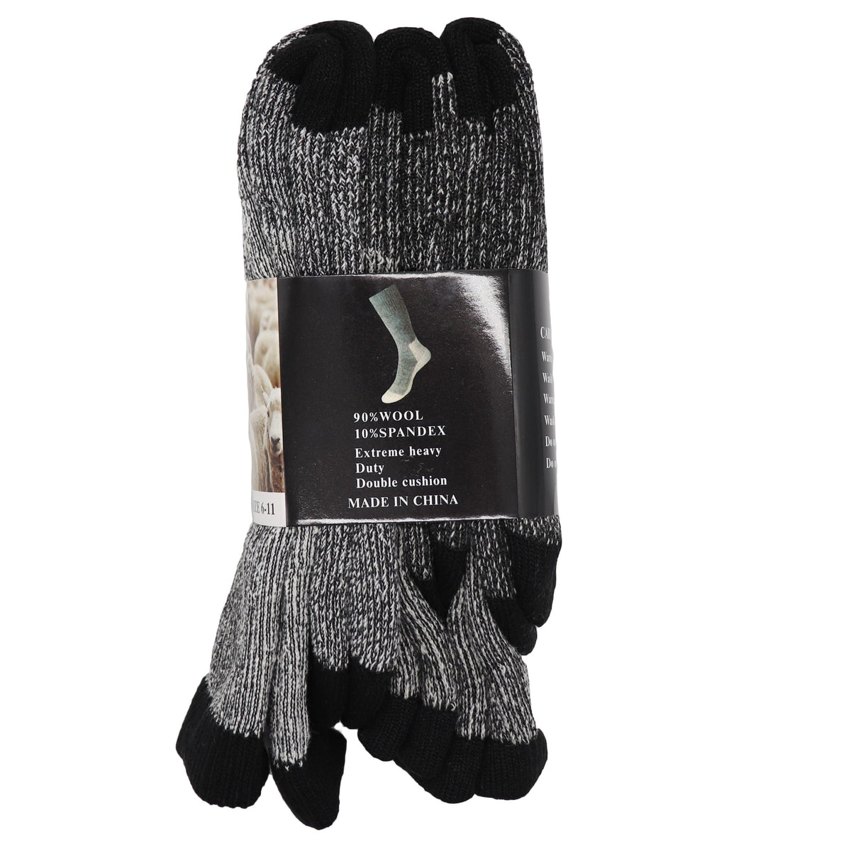 6 Pairs Merino Wool Thick Double Cushion Socks Tradie Warm Thermal, 6 - 11