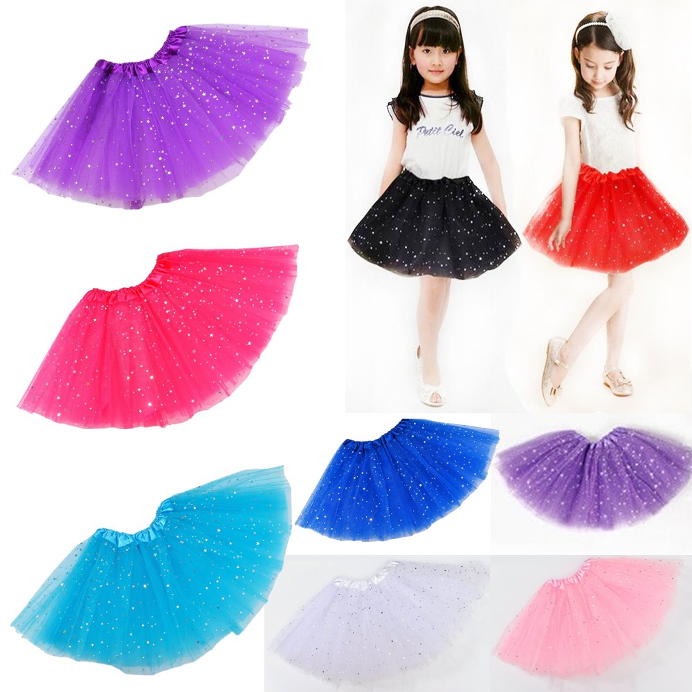 Sequin Tulle Tutu Skirt Ballet Kids Princess Dressup Party Baby Girls Dance