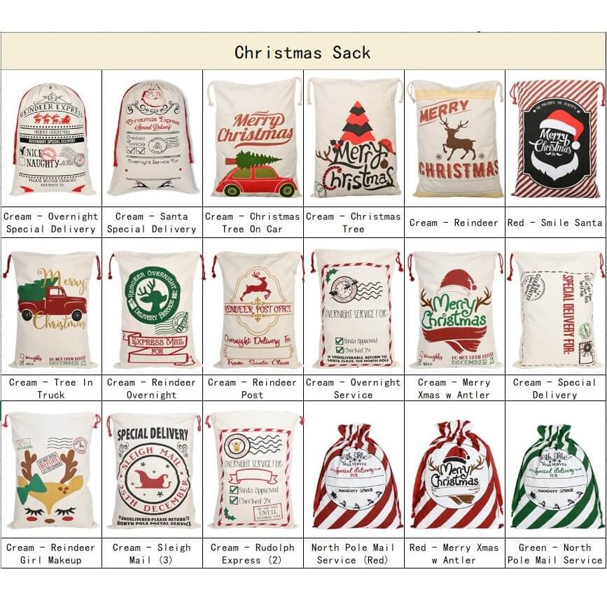 Large Christmas XMAS Hessian Santa Sack Stocking Bag - Car Gift Express