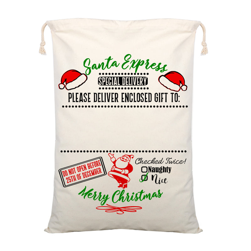 Large Christmas XMAS Hessian Santa Sack Stocking Bag - Delivery Enclosed Gift