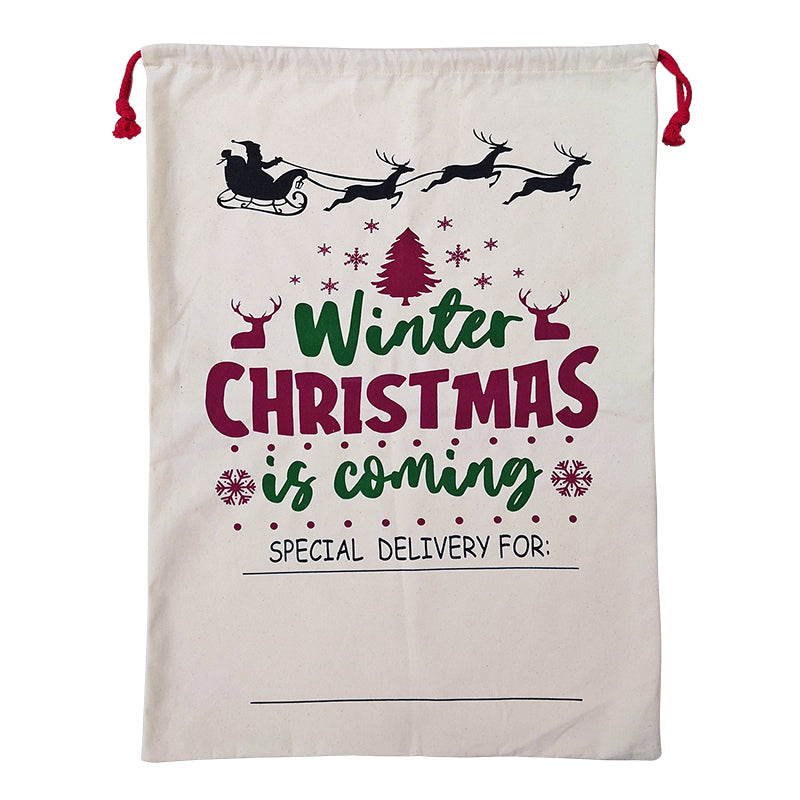 Large Christmas XMAS Hessian Santa Sack Stocking Bag - Winter Is Coming