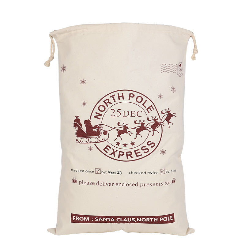 Large Christmas XMAS Hessian Santa Sack Stocking Bag - Checked By Head Ell