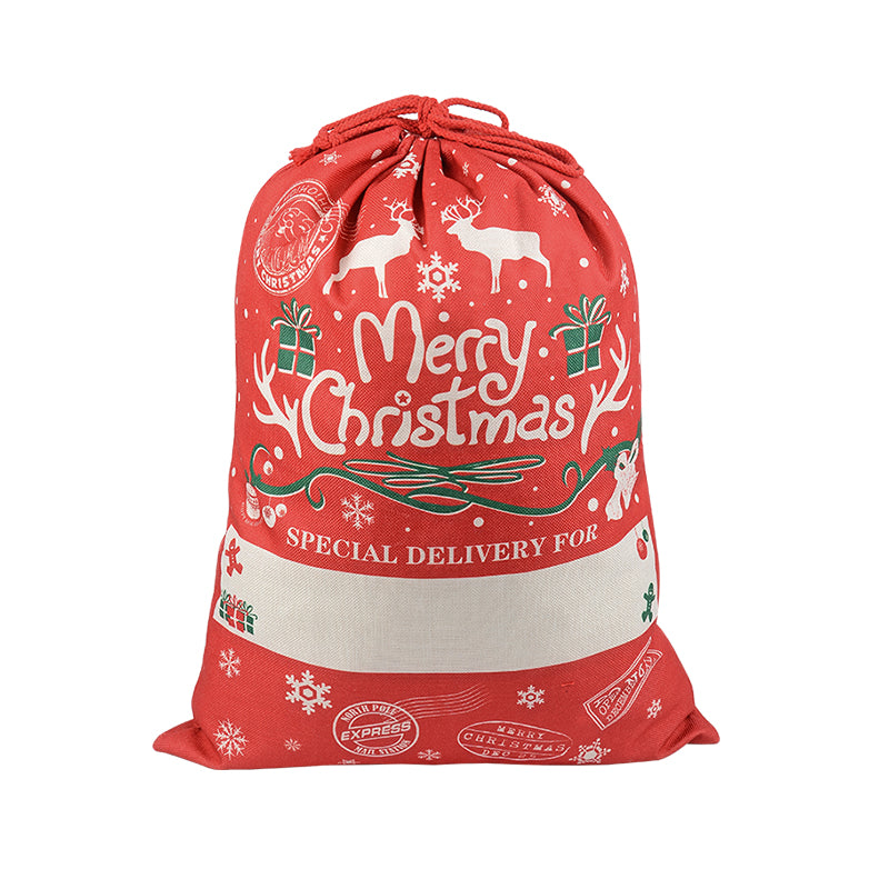 Large Christmas XMAS Hessian Santa Sack Stocking Bag Reindeer - Reindeer Gift