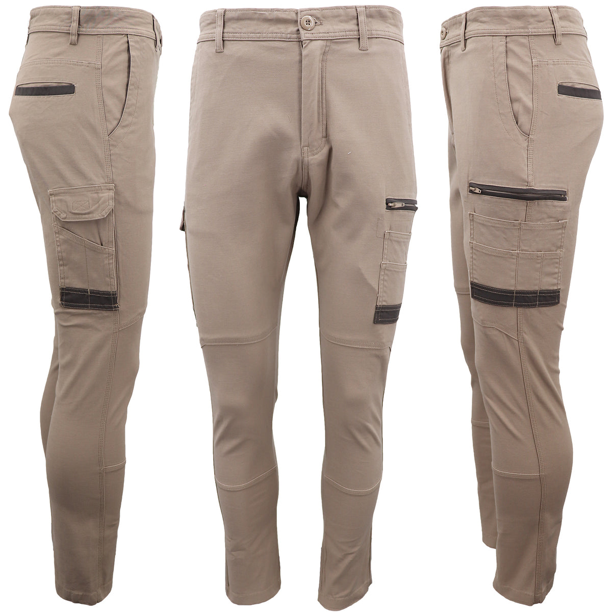 Men's Cotton Drill Cargo Work Pants UPF 50+ 13 Pockets Tradies Workwear