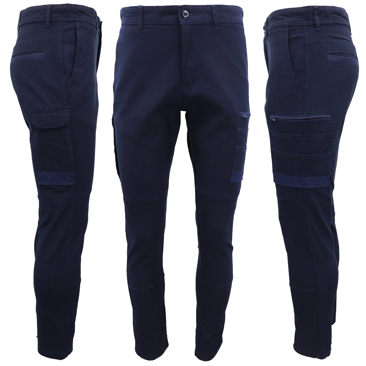 Men's Cotton Drill Cargo Work Pants UPF 50+ 13 Pockets Tradies Workwear