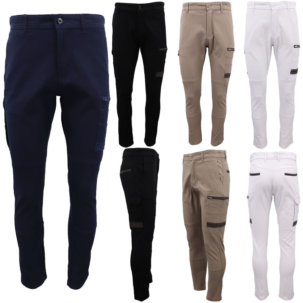 Men's Cotton Drill Cargo Work Pants UPF 50+ 13 Pockets Tradies Workwear