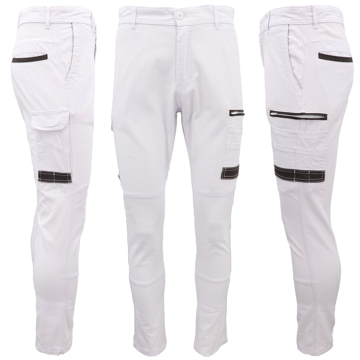 Men's Cotton Drill Cargo Work Pants UPF 50+ 13 Pockets Tradies Workwear