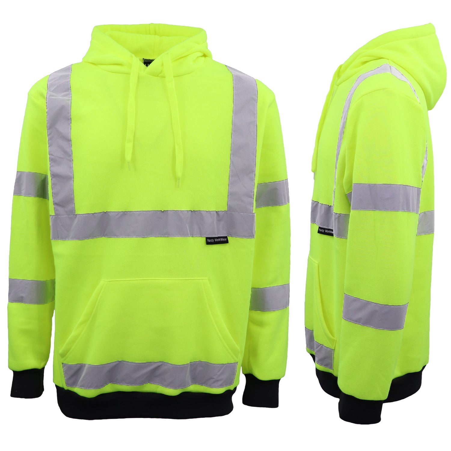 HI VIS Hooded Safety Jumper Hoodie Sweatshirt Tradie Workwear Fleece Jacket