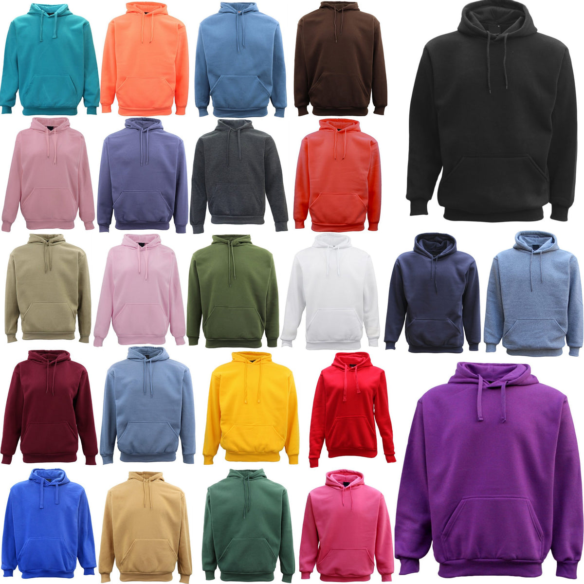 Unisex Men's Basic Plain Hoodie Pullover Sweater Sweatshirt Jumper XS - 8XL