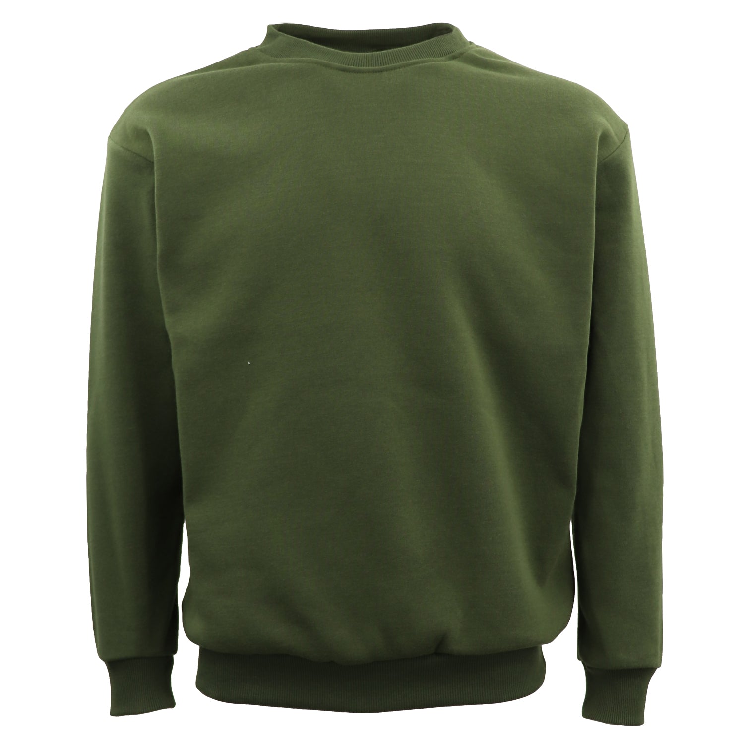 Unisex Plain Pullover Fleece Jumper Mens Long Sleeve Crew Neck Sweater, Olive
