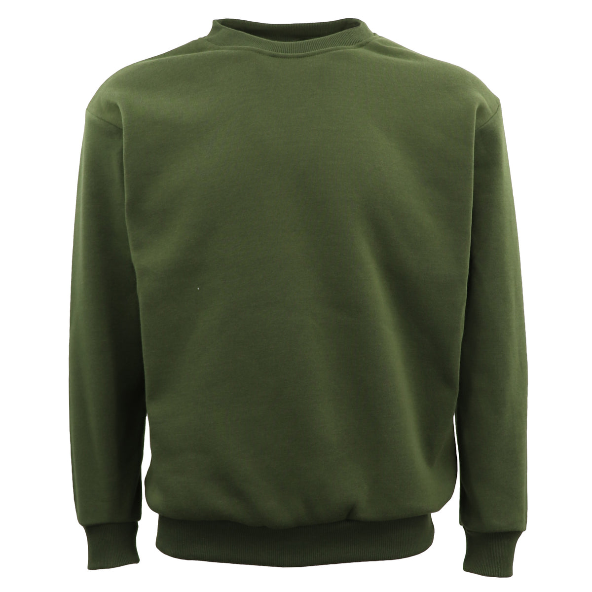Unisex Plain Pullover Fleece Jumper Mens Long Sleeve Crew Neck Sweater, Olive