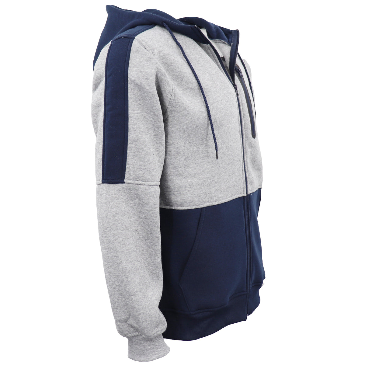 Men's Adult Full Zip Hoodie Jumper Active Two - Tone Jacket Coat Sports Zip