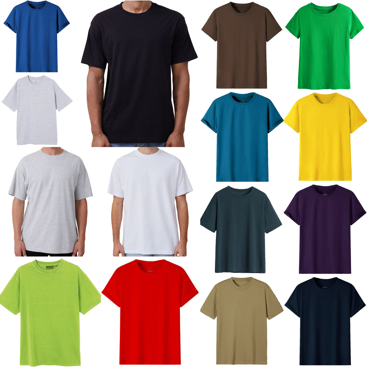 Adult 100% Cotton T - Shirt Unisex Men's Basic Plain Blank Crew Tee Tops