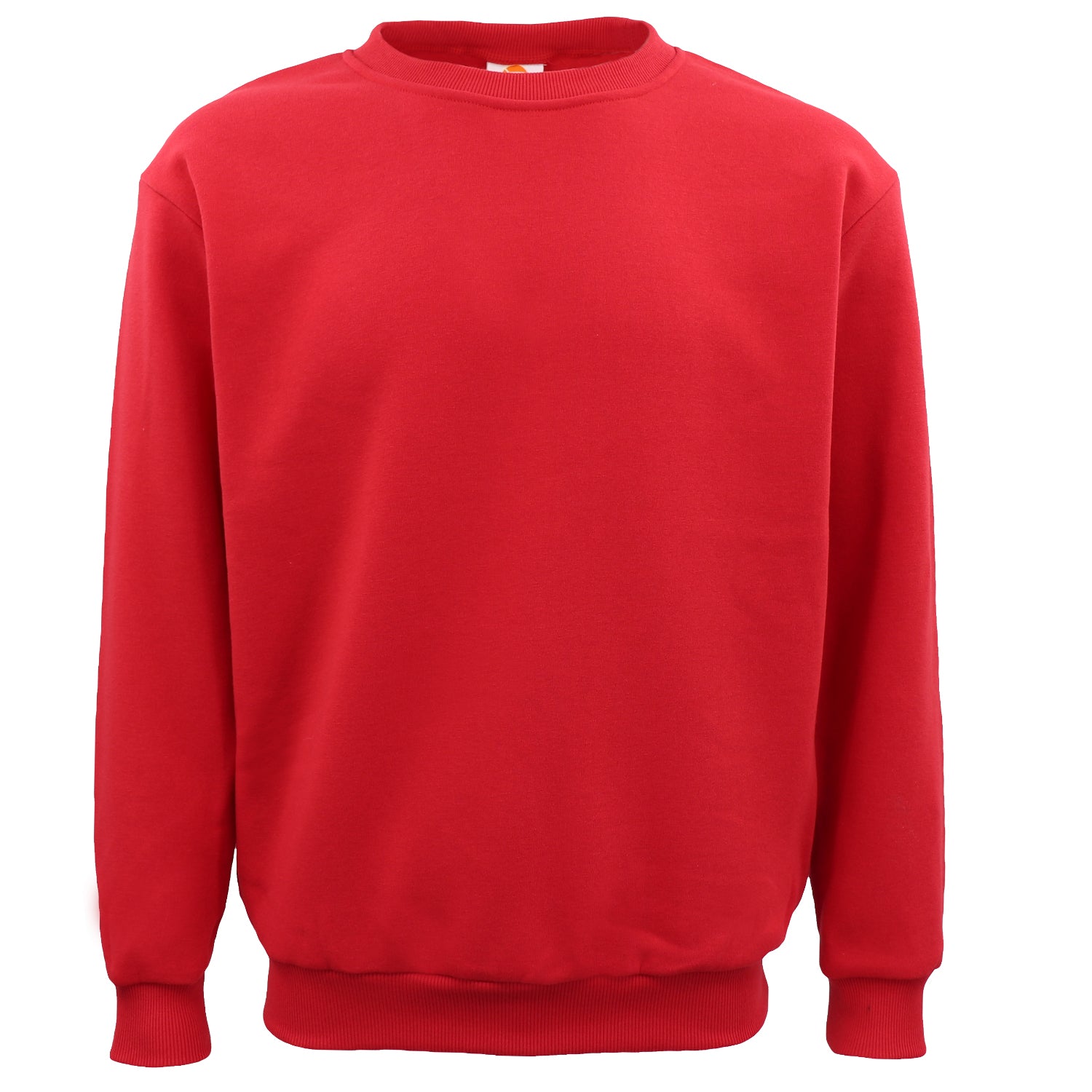 Unisex Plain Pullover Fleece Jumper Mens Long Sleeve Crew Neck Sweater, Red, M