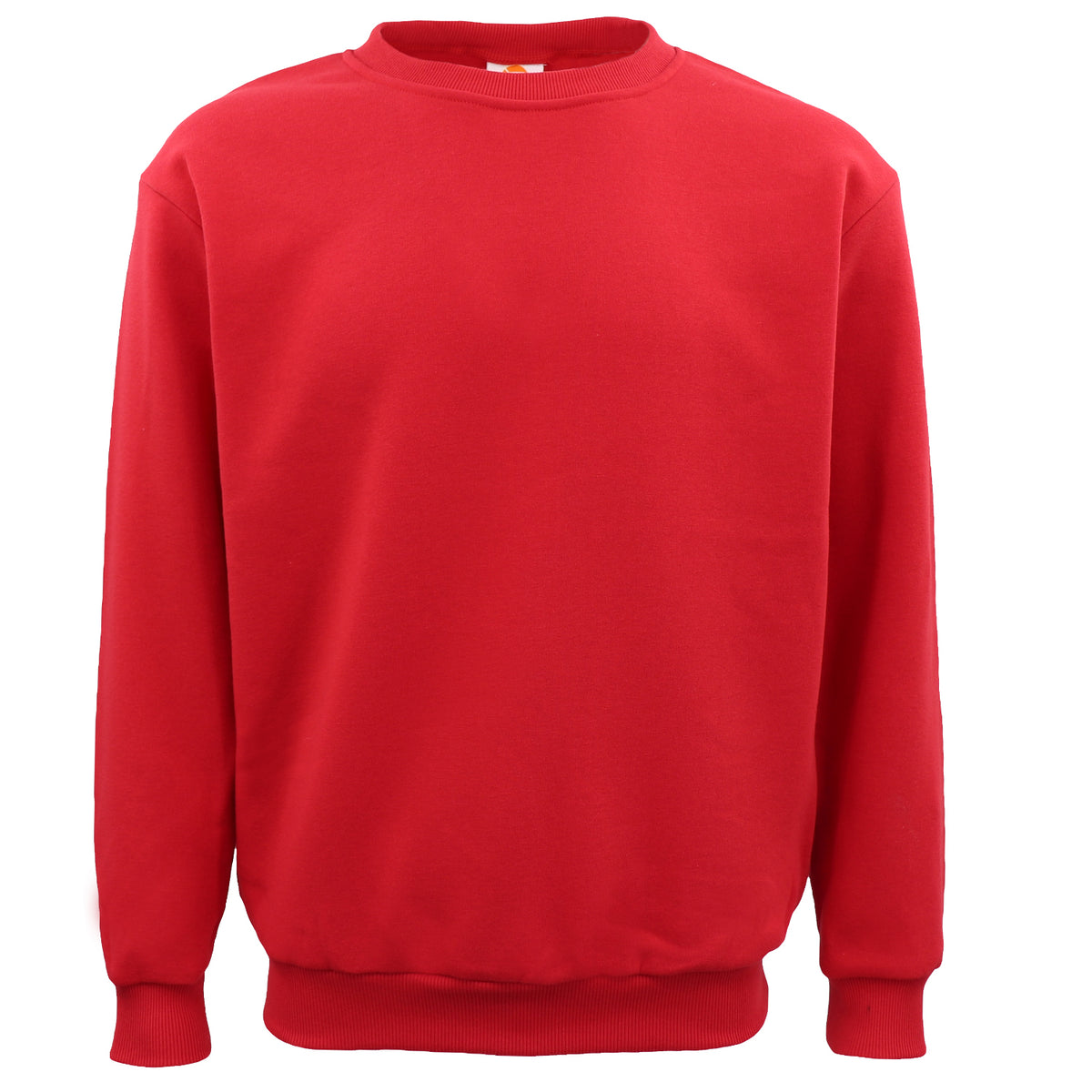 Unisex Plain Pullover Fleece Jumper Mens Long Sleeve Crew Neck Sweater, Red
