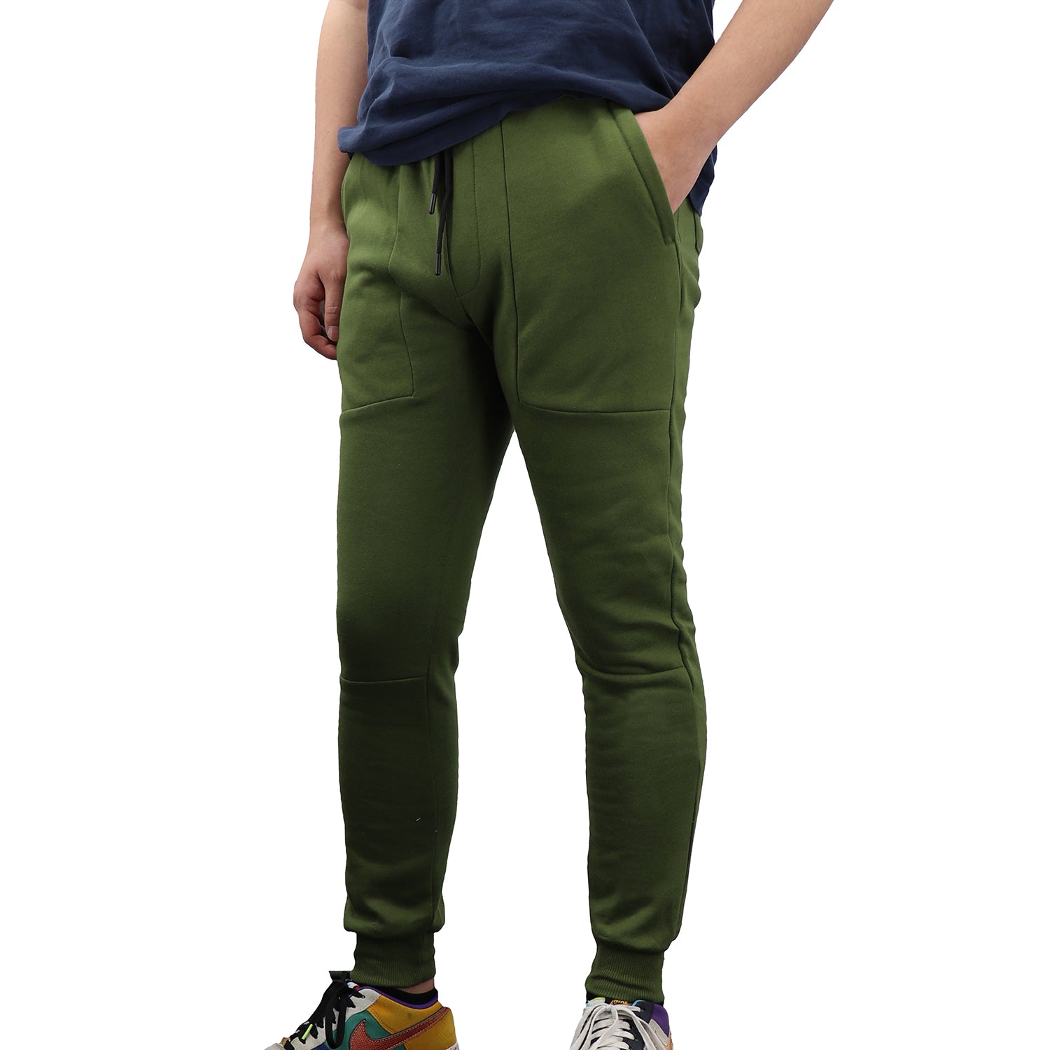 Men's Fleece Slim Trackpant Sport Joggers w Zipped Pockets Gym Casucal