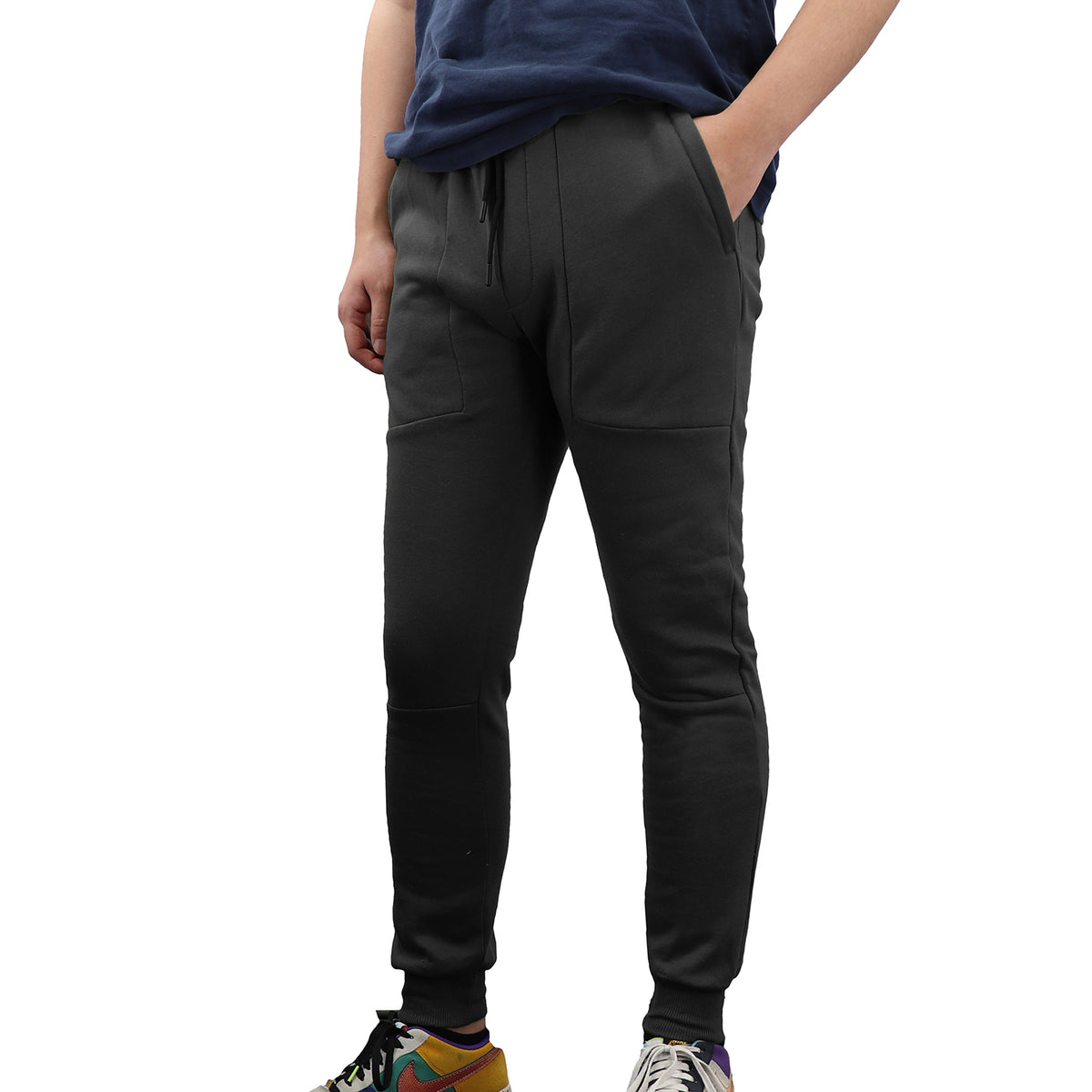 Men's Fleece Slim Trackpant Sport Joggers w Zipped Pockets Gym Casucal