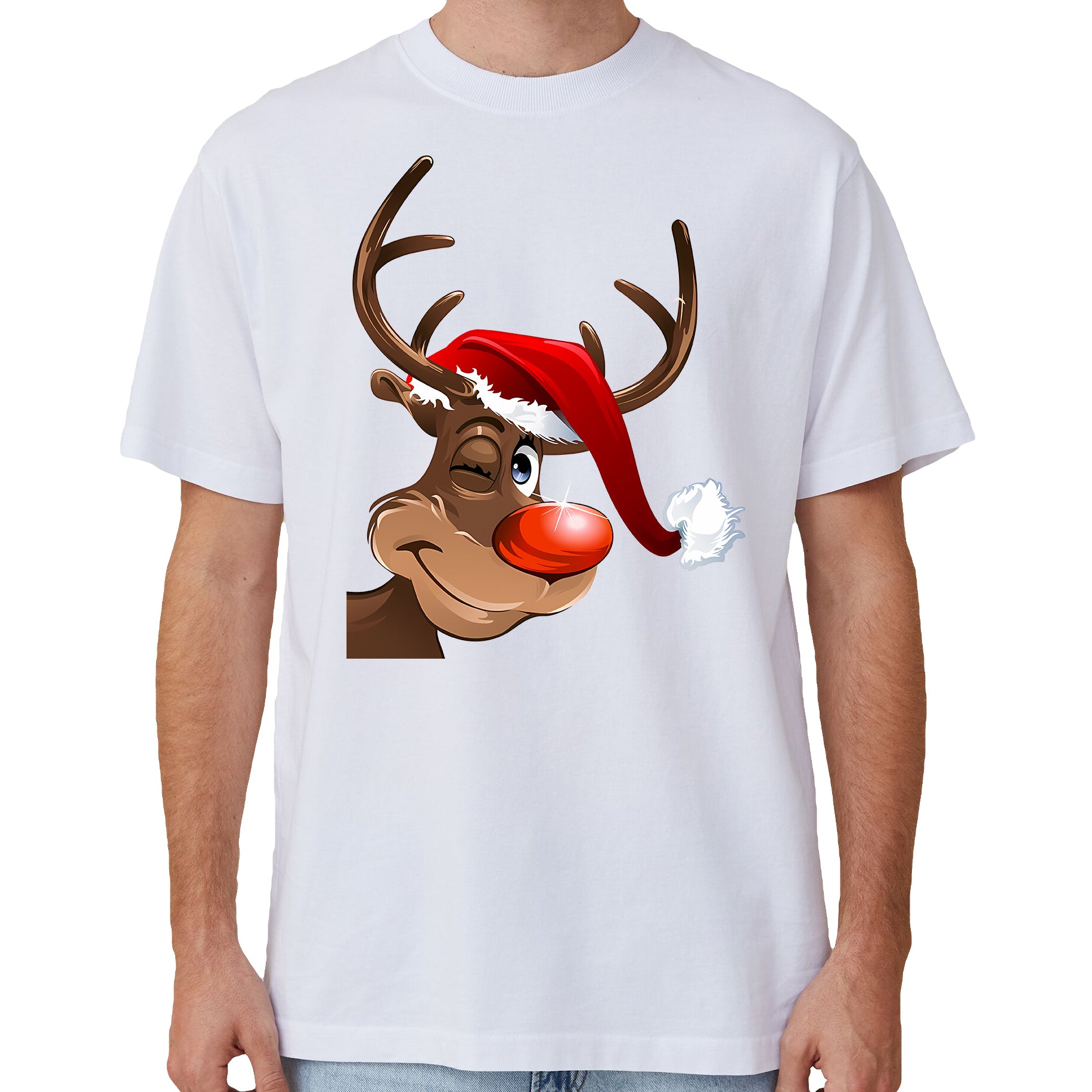 100% Cotton Christmas T - shirt Unisex Tee Tops Funny Santa Party Custume