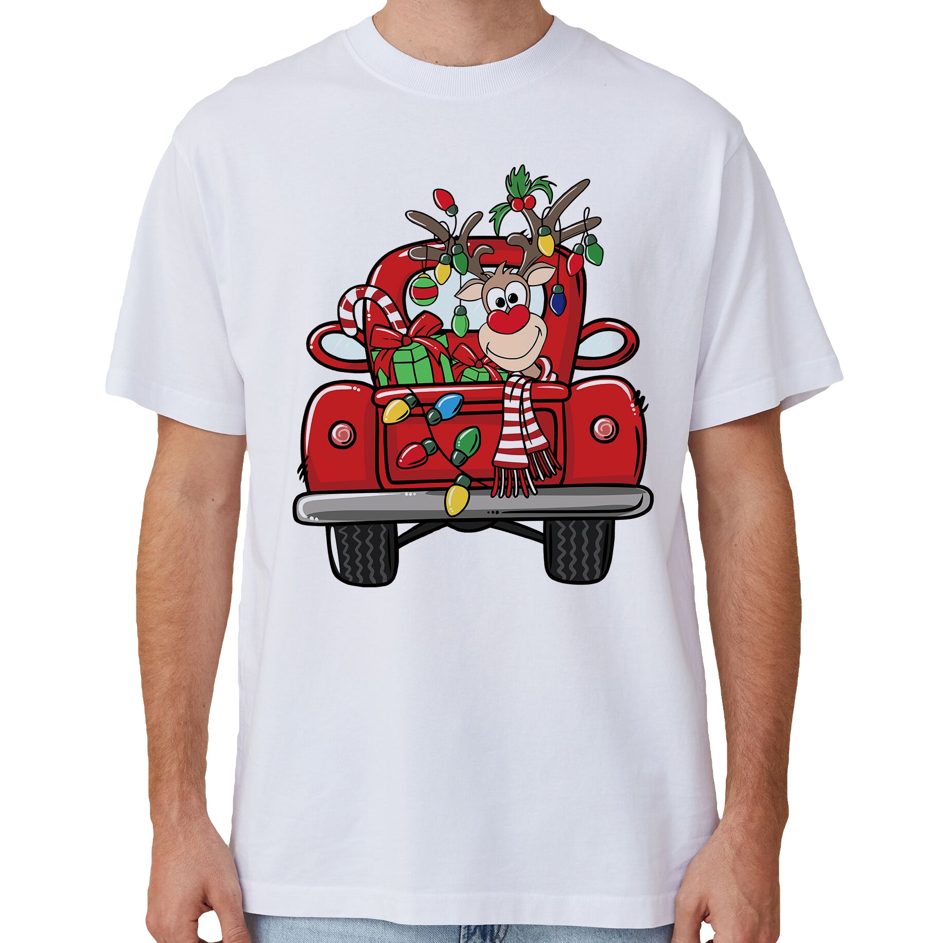 100% Cotton Christmas T - shirt Unisex Tee Tops Funny Santa Party Custume, Car