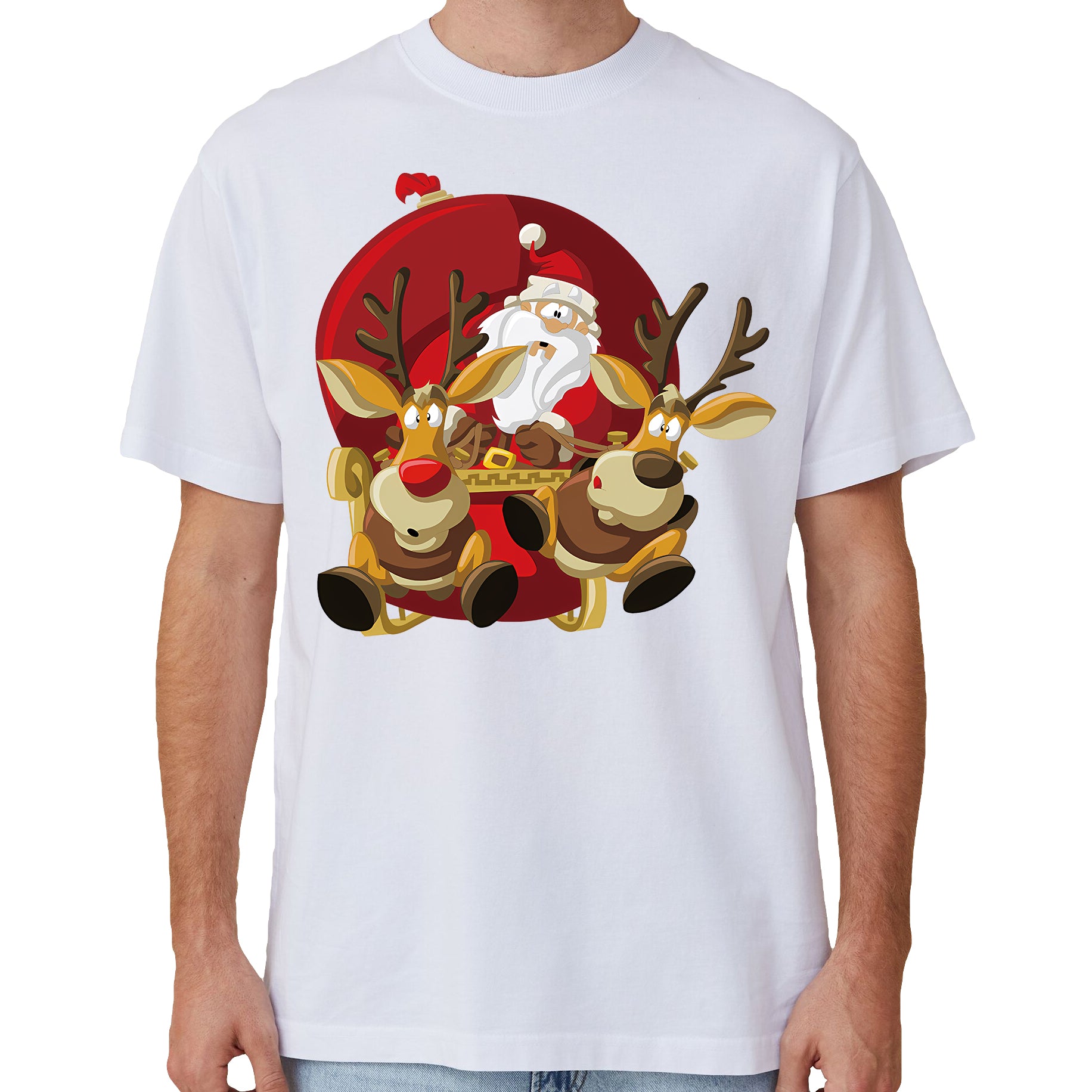 100% Cotton Christmas T - shirt Unisex Tee Tops Funny Santa Party Custume
