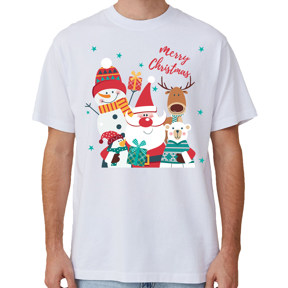 100% Cotton Christmas T - shirt Unisex Tee Tops Funny Santa Party Custume