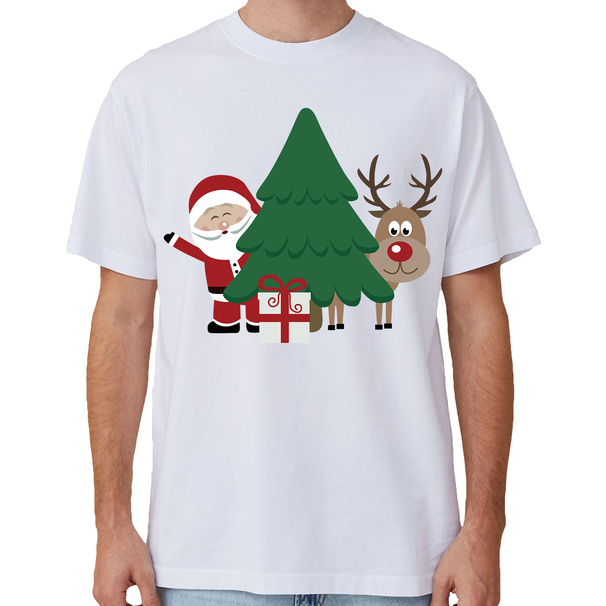 100% Cotton Christmas T - shirt Unisex Tee Tops Funny Santa Party Custume
