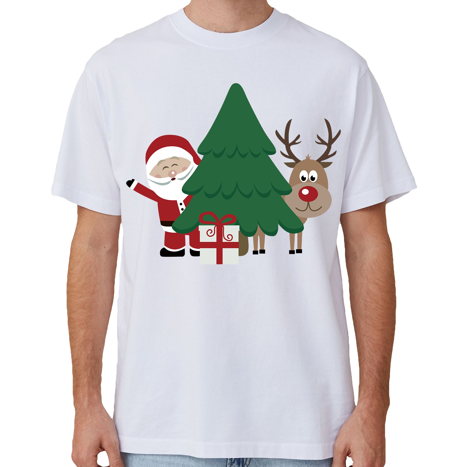100% Cotton Christmas T - shirt Unisex Tee Tops Funny Santa Party Custume
