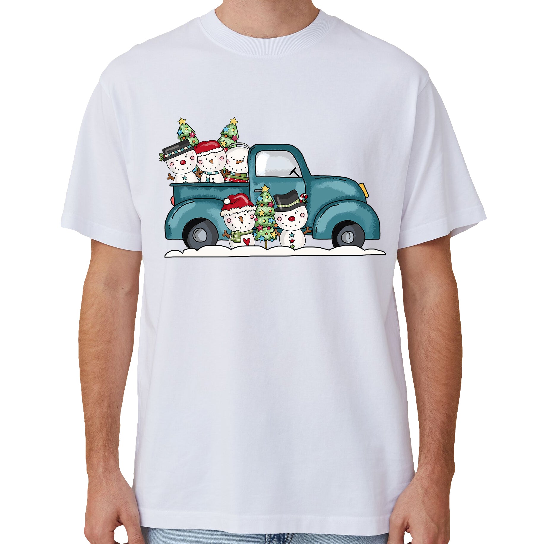 100% Cotton Christmas T - shirt Unisex Tee Tops Funny Santa Party Custume, Car